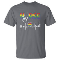 LGBT Nurse T Shirt Rainbow Flag Heartbeat Nurse RN Gay Pride - Wonder Print Shop