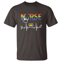 LGBT Nurse T Shirt Rainbow Flag Heartbeat Nurse RN Gay Pride - Wonder Print Shop