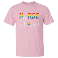 LGBT Nurse T Shirt Rainbow Flag Heartbeat Nurse RN Gay Pride - Wonder Print Shop