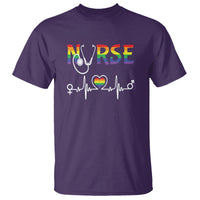 LGBT Nurse T Shirt Rainbow Flag Heartbeat Nurse RN Gay Pride - Wonder Print Shop