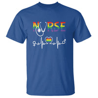 LGBT Nurse T Shirt Rainbow Flag Heartbeat Nurse RN Gay Pride - Wonder Print Shop