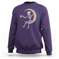 Pansexual Pride Sweatshirt Skeleton Drinking Coffee LGBTQ Pan Flag - Wonder Print Shop