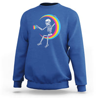 Pansexual Pride Sweatshirt Skeleton Drinking Coffee LGBTQ Pan Flag - Wonder Print Shop