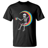 Pansexual Pride T Shirt Skeleton Drinking Coffee LGBTQ Pan Flag - Wonder Print Shop