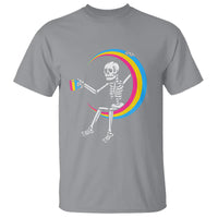 Pansexual Pride T Shirt Skeleton Drinking Coffee LGBTQ Pan Flag - Wonder Print Shop