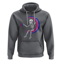 Bisexual Pride Hoodie Skeleton Drinking Coffee LGBTQ Bi Flag - Wonder Print Shop