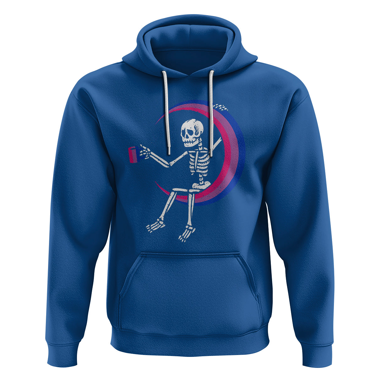 Bisexual Pride Hoodie Skeleton Drinking Coffee LGBTQ Bi Flag - Wonder Print Shop