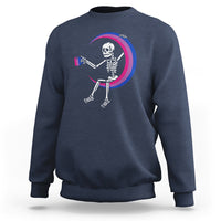 Bisexual Pride Sweatshirt Skeleton Drinking Coffee LGBTQ Bi Flag - Wonder Print Shop