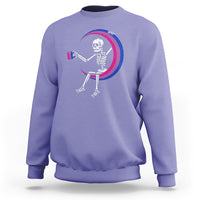 Bisexual Pride Sweatshirt Skeleton Drinking Coffee LGBTQ Bi Flag - Wonder Print Shop