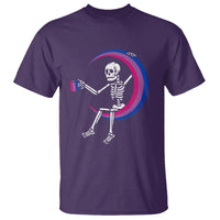 Bisexual Pride T Shirt Skeleton Drinking Coffee LGBTQ Bi Flag - Wonder Print Shop