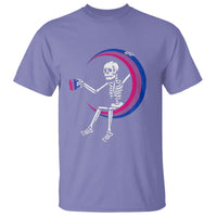 Bisexual Pride T Shirt Skeleton Drinking Coffee LGBTQ Bi Flag - Wonder Print Shop