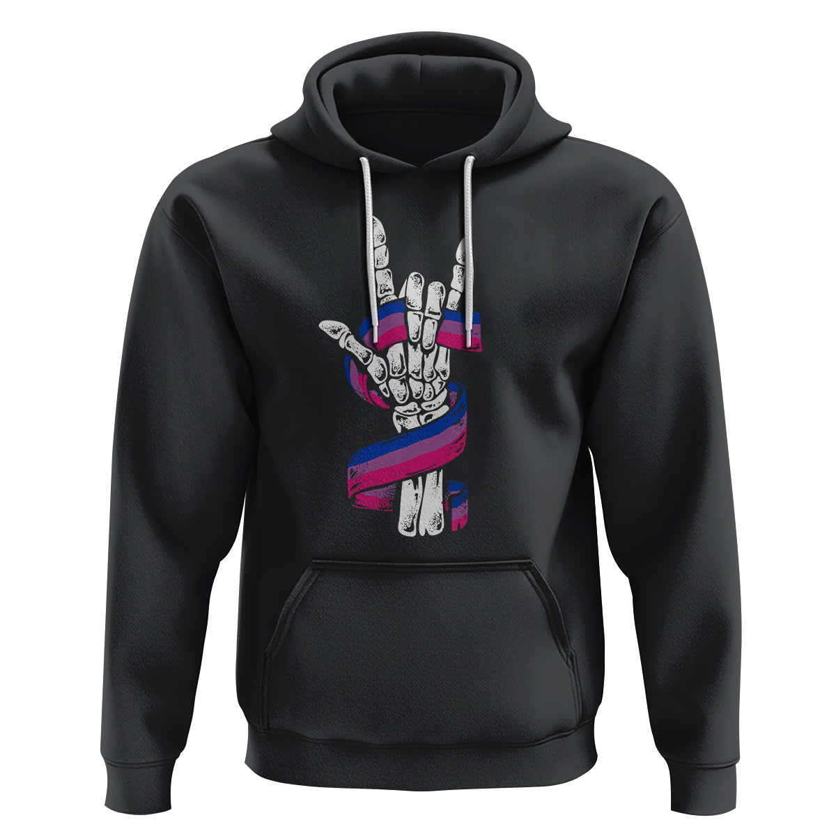 Pansexual Pride Hoodie Skeleton Rock Hand LGBTQ Pans Flag - Wonder Print Shop