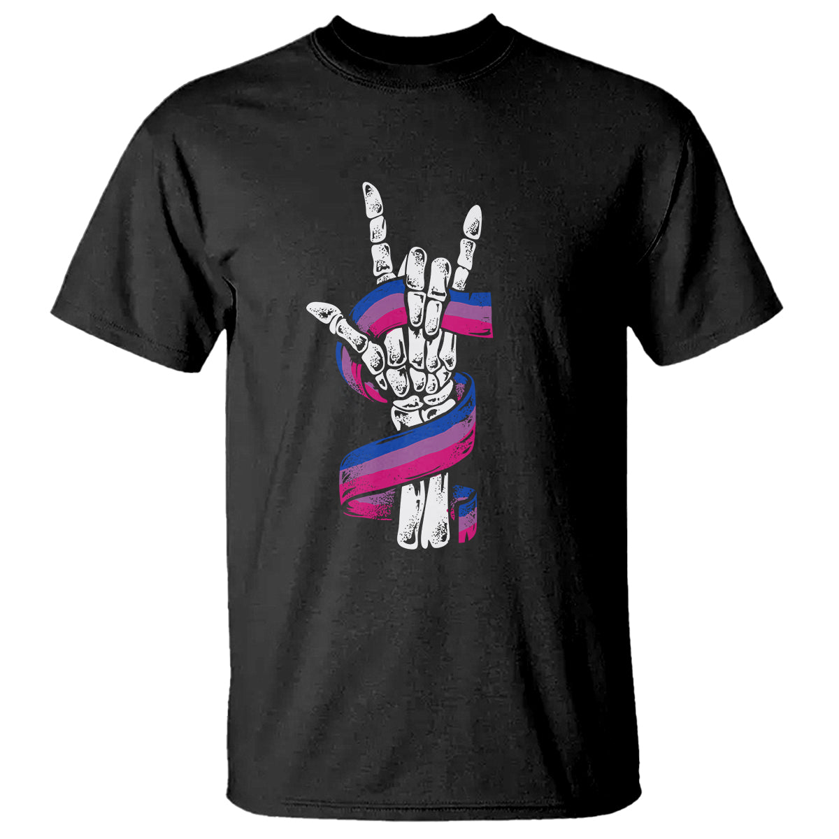 Pansexual Pride T Shirt Skeleton Rock Hand LGBTQ Pans Flag - Wonder Print Shop