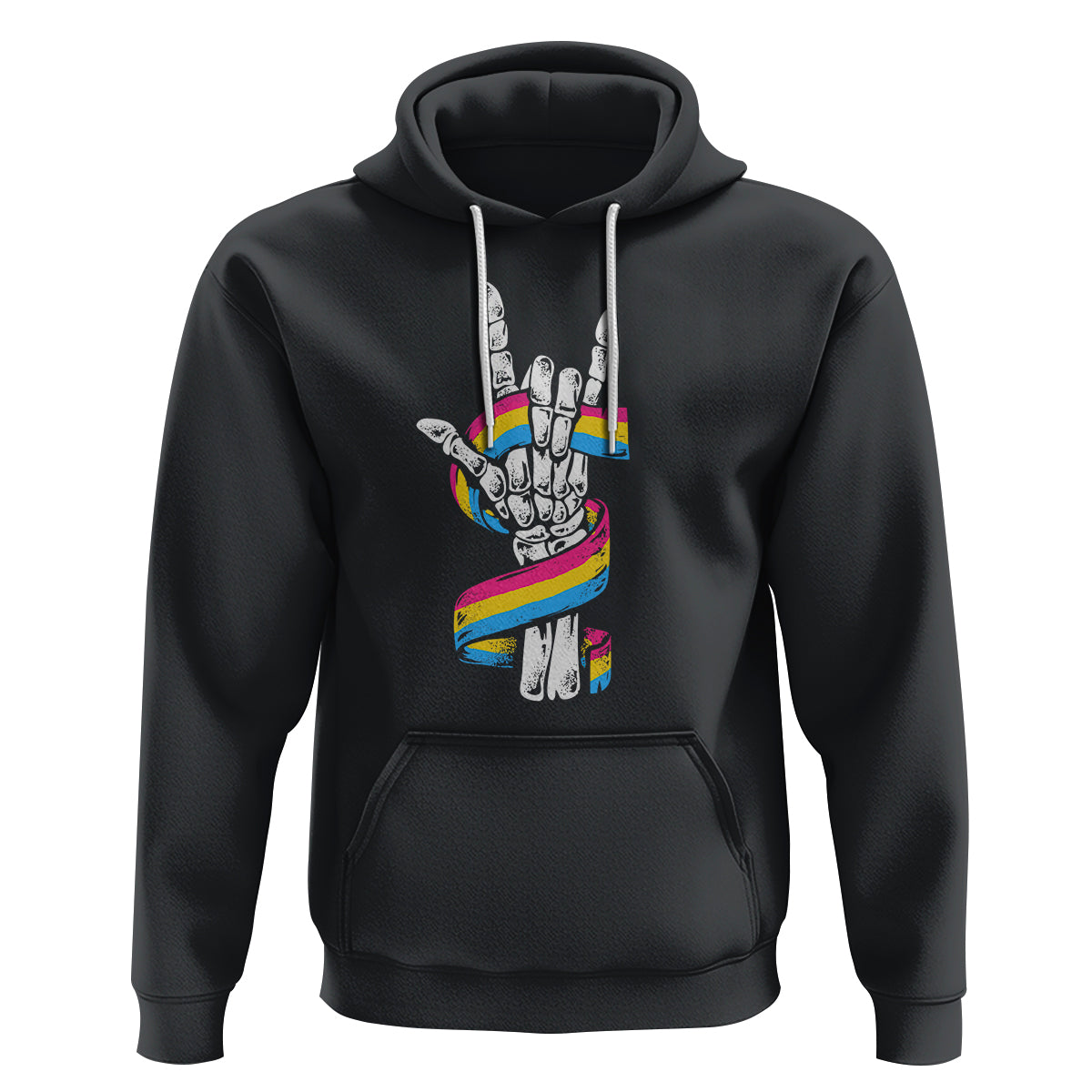 Bisexual Pride Hoodie Skeleton Rock Hand LGBTQ Bi Flag - Wonder Print Shop
