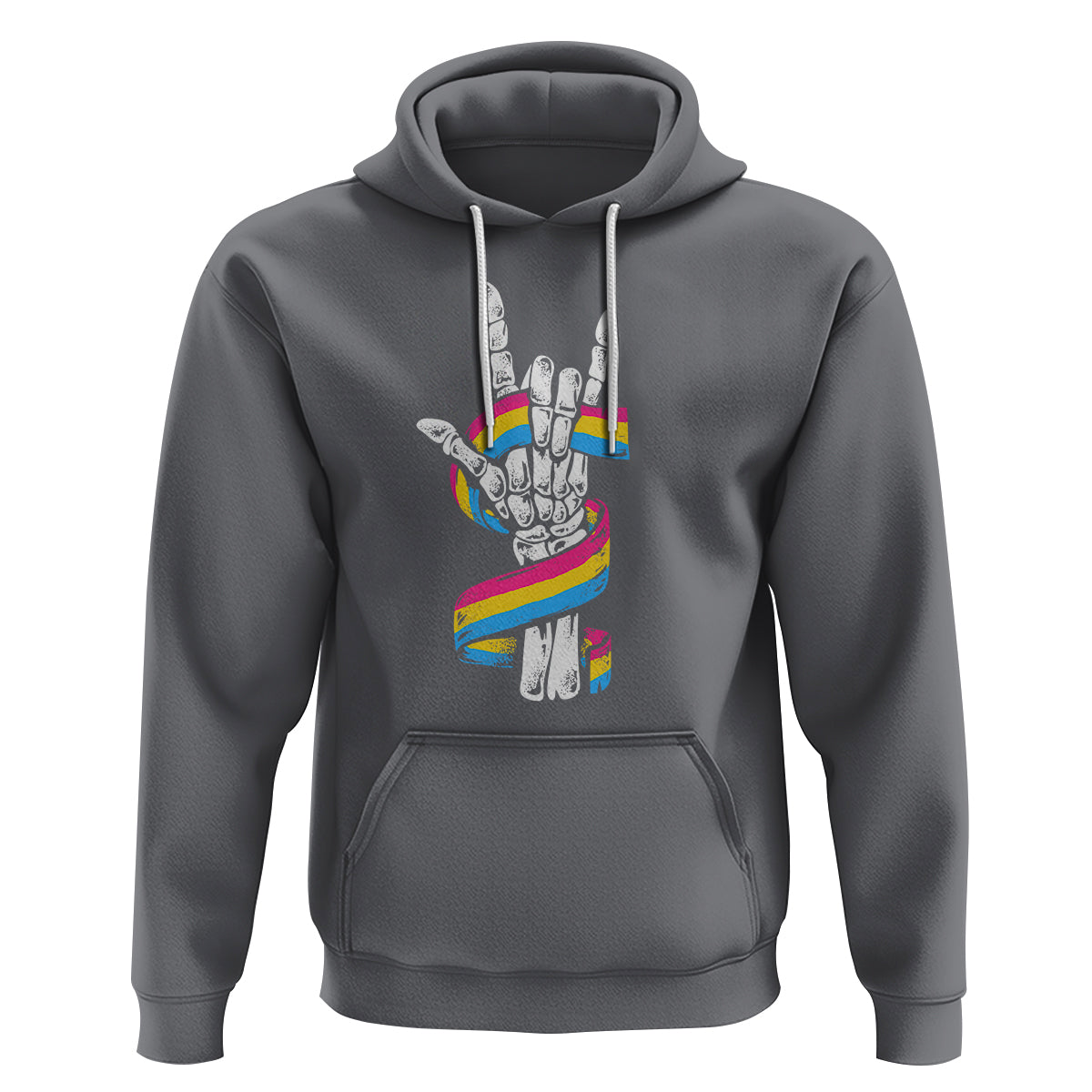 Bisexual Pride Hoodie Skeleton Rock Hand LGBTQ Bi Flag - Wonder Print Shop
