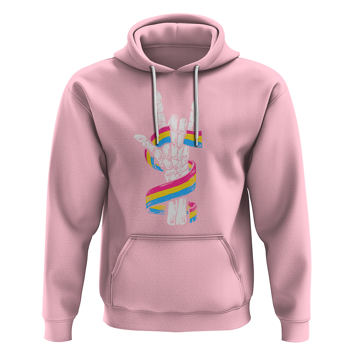 Bisexual Pride Hoodie Skeleton Rock Hand LGBTQ Bi Flag - Wonder Print Shop