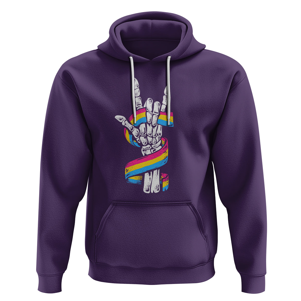 Bisexual Pride Hoodie Skeleton Rock Hand LGBTQ Bi Flag - Wonder Print Shop
