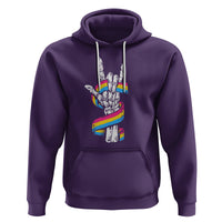 Bisexual Pride Hoodie Skeleton Rock Hand LGBTQ Bi Flag - Wonder Print Shop
