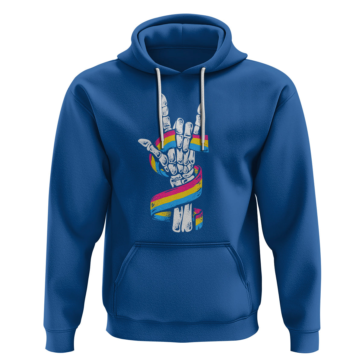 Bisexual Pride Hoodie Skeleton Rock Hand LGBTQ Bi Flag - Wonder Print Shop