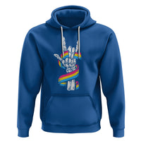 Bisexual Pride Hoodie Skeleton Rock Hand LGBTQ Bi Flag - Wonder Print Shop