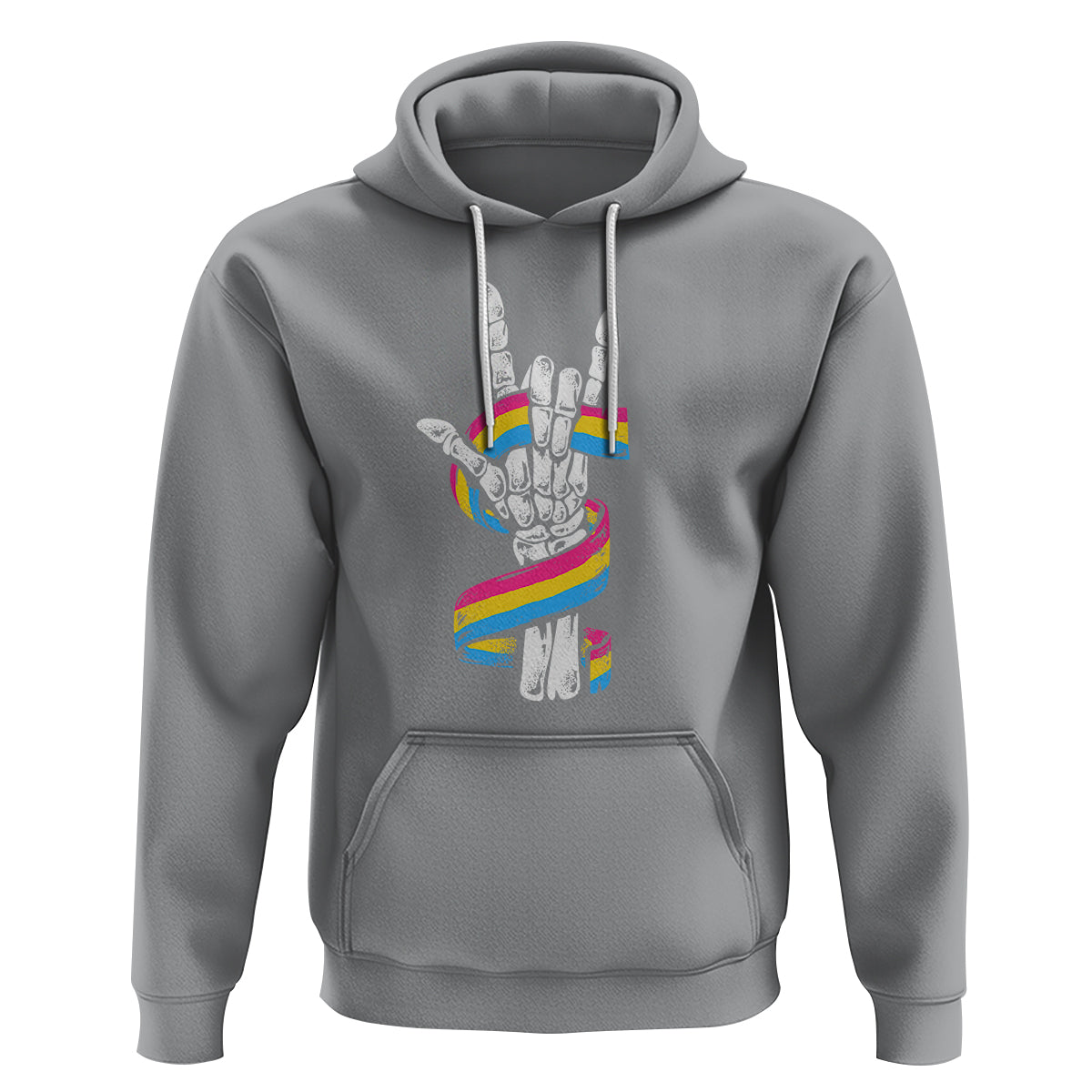 Bisexual Pride Hoodie Skeleton Rock Hand LGBTQ Bi Flag - Wonder Print Shop