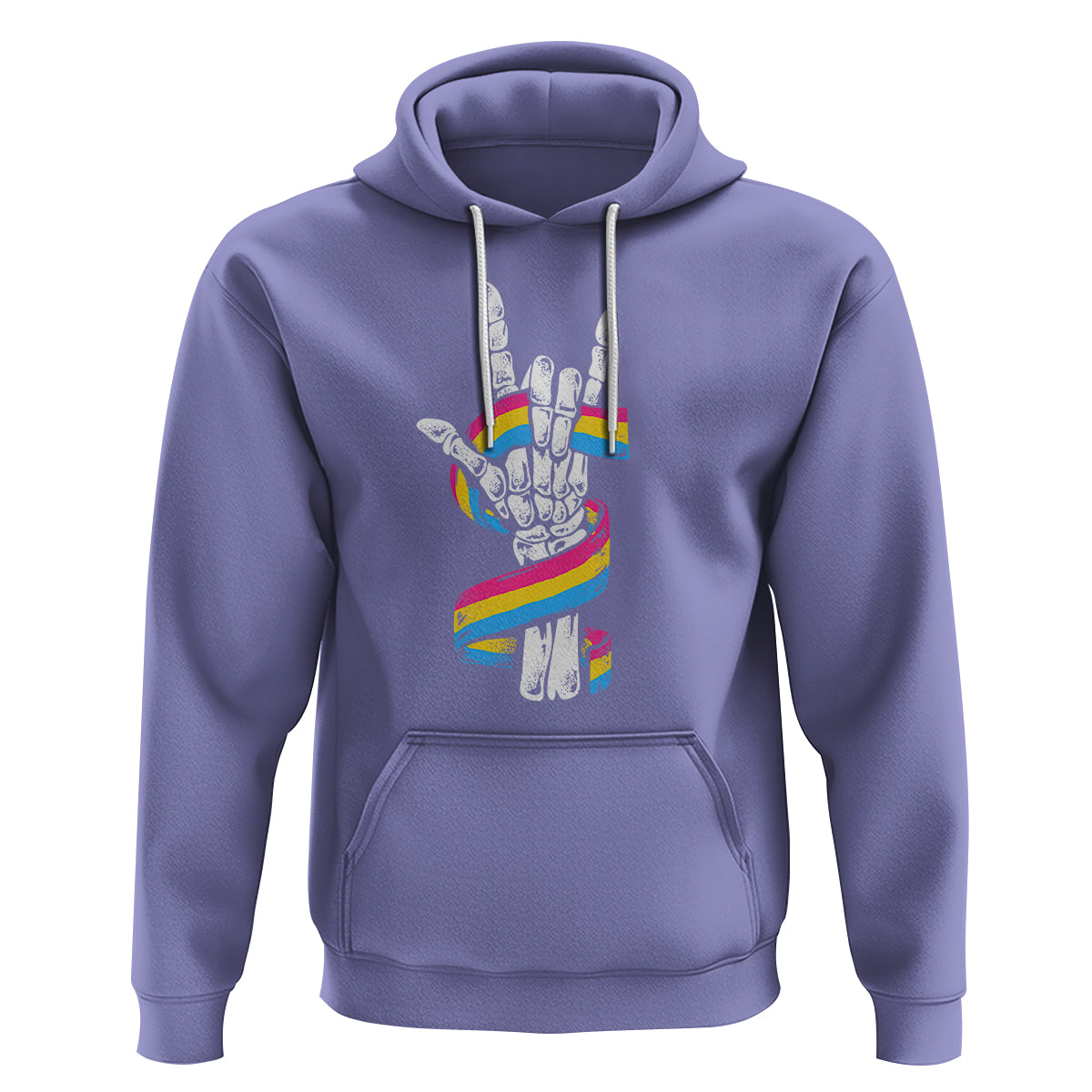 Bisexual Pride Hoodie Skeleton Rock Hand LGBTQ Bi Flag - Wonder Print Shop