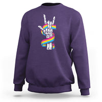 Bisexual Pride Sweatshirt Skeleton Rock Hand LGBTQ Bi Flag - Wonder Print Shop