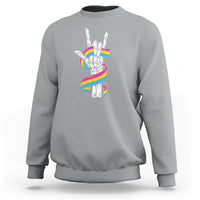 Bisexual Pride Sweatshirt Skeleton Rock Hand LGBTQ Bi Flag - Wonder Print Shop