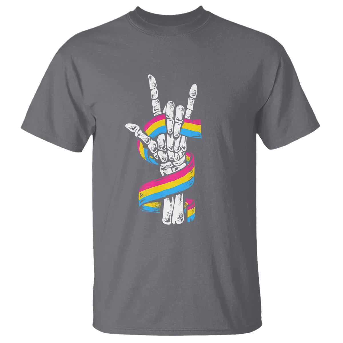 Bisexual Pride T Shirt Skeleton Rock Hand LGBTQ Bi Flag - Wonder Print Shop