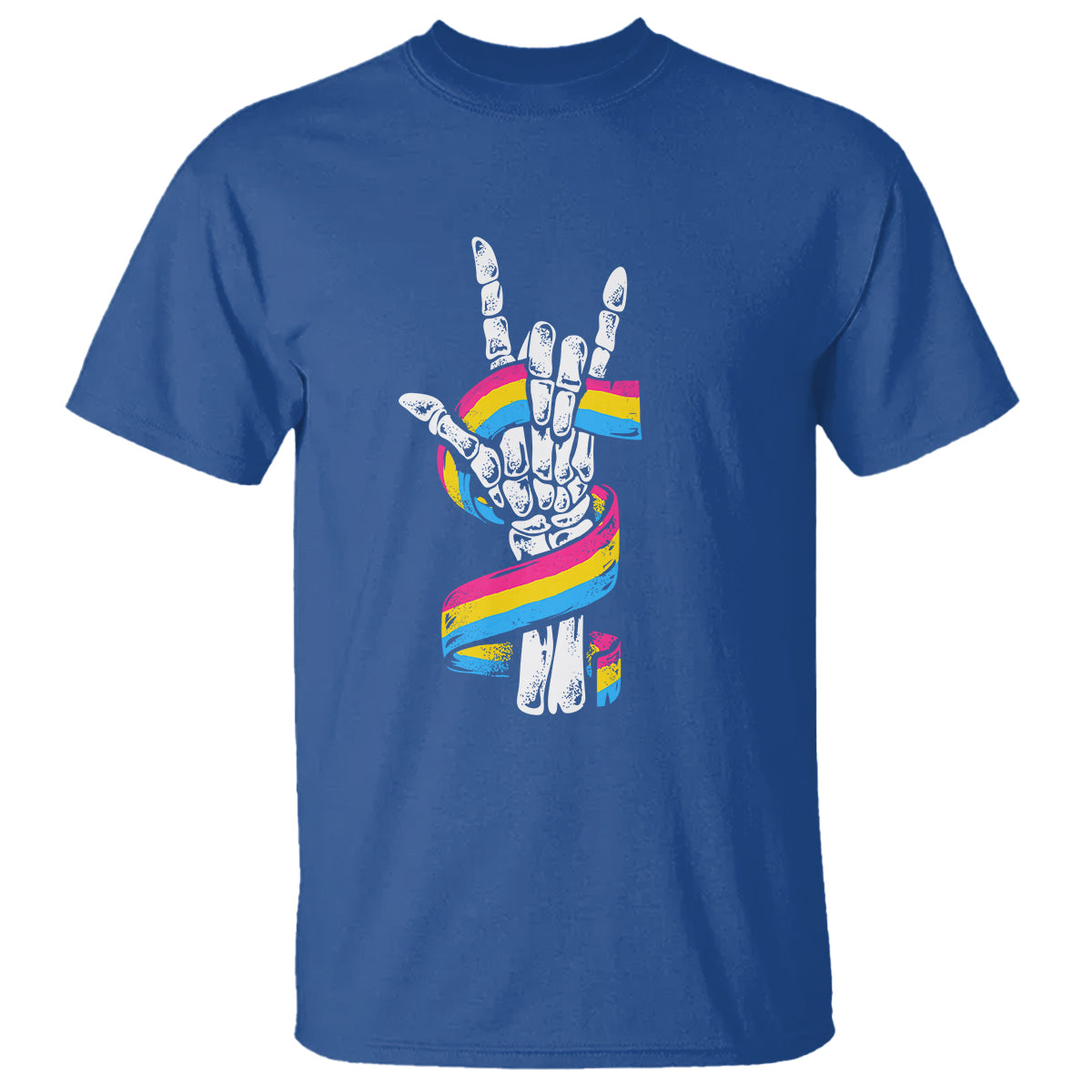 Bisexual Pride T Shirt Skeleton Rock Hand LGBTQ Bi Flag - Wonder Print Shop