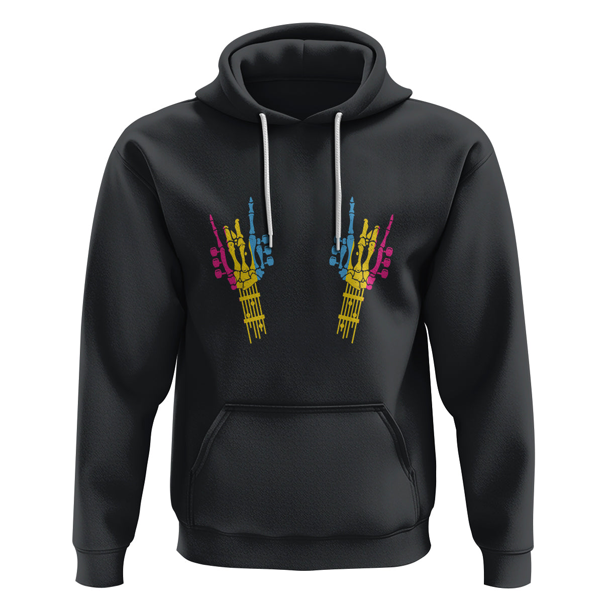 Bisexual Pride Hoodie Skeleton Rock Hand LGBTQ Bi Flag - Wonder Print Shop