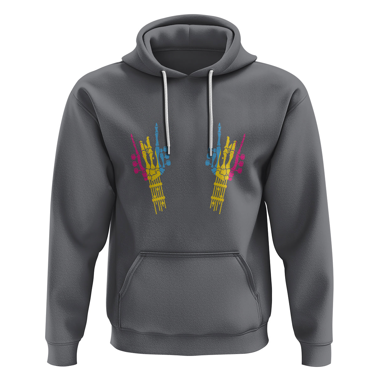 Bisexual Pride Hoodie Skeleton Rock Hand LGBTQ Bi Flag - Wonder Print Shop