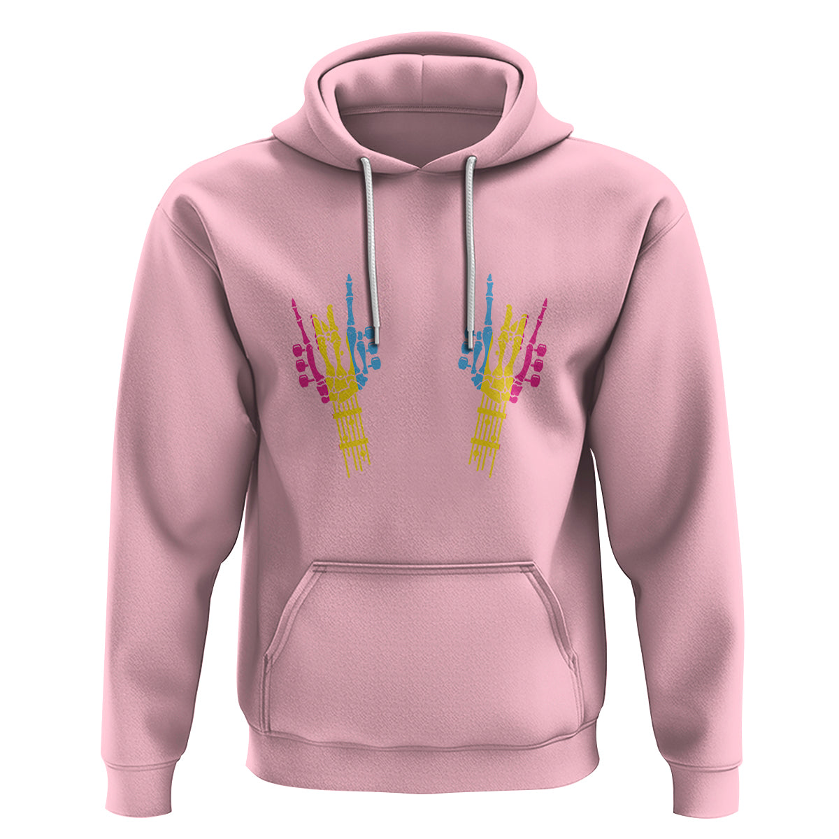 Bisexual Pride Hoodie Skeleton Rock Hand LGBTQ Bi Flag - Wonder Print Shop