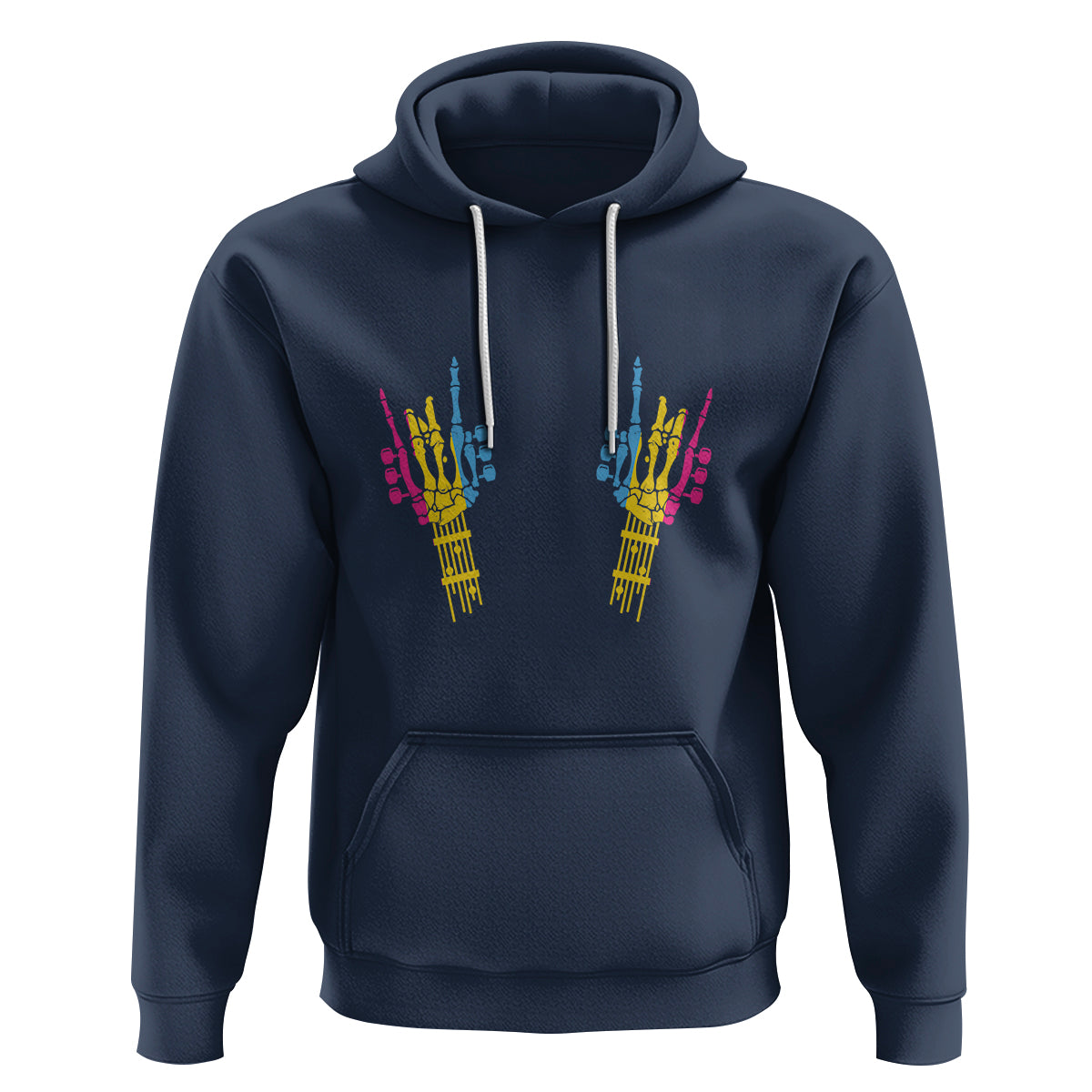 Bisexual Pride Hoodie Skeleton Rock Hand LGBTQ Bi Flag - Wonder Print Shop
