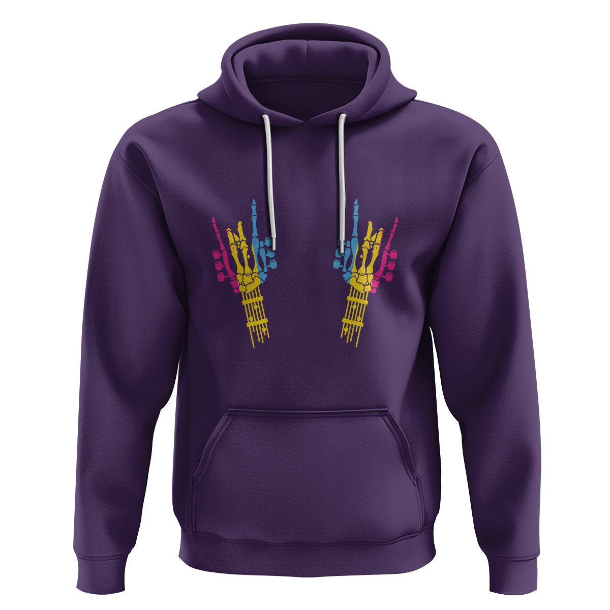 Bisexual Pride Hoodie Skeleton Rock Hand LGBTQ Bi Flag - Wonder Print Shop