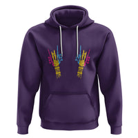 Bisexual Pride Hoodie Skeleton Rock Hand LGBTQ Bi Flag - Wonder Print Shop