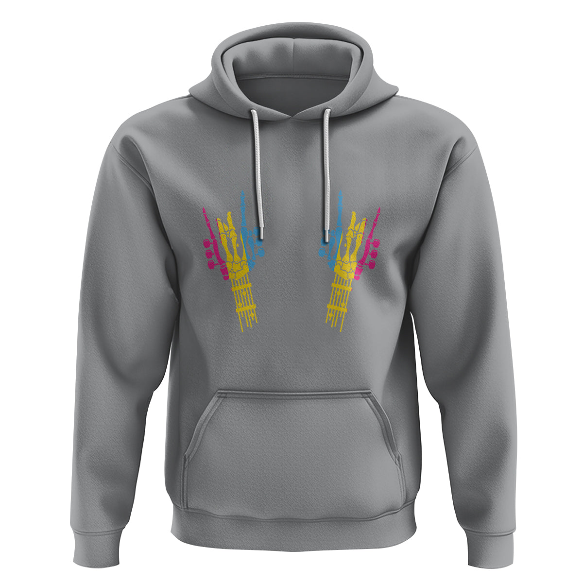 Bisexual Pride Hoodie Skeleton Rock Hand LGBTQ Bi Flag - Wonder Print Shop