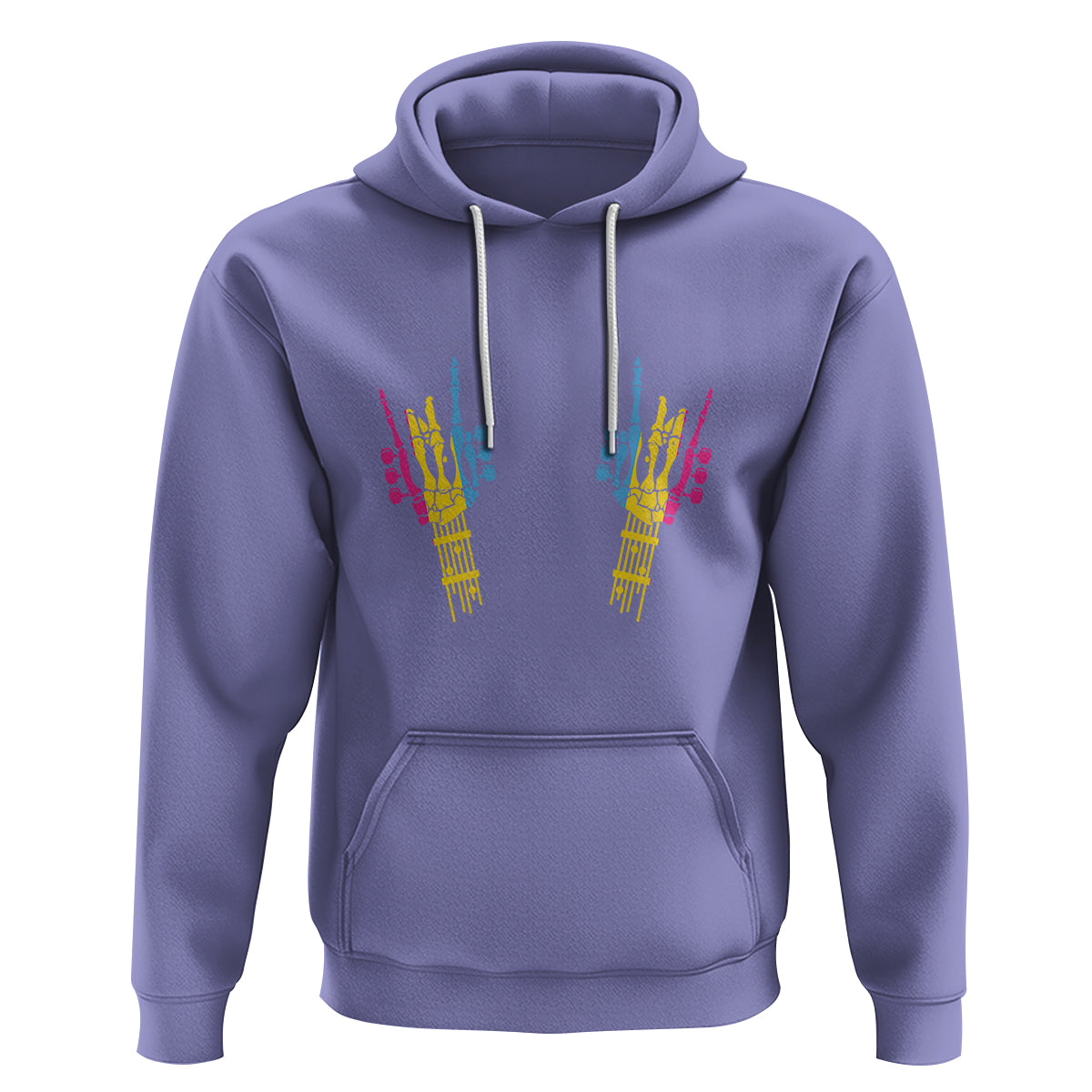 Bisexual Pride Hoodie Skeleton Rock Hand LGBTQ Bi Flag - Wonder Print Shop