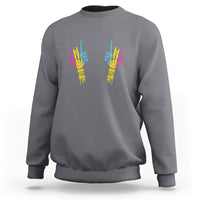 Bisexual Pride Sweatshirt Skeleton Rock Hand LGBTQ Bi Flag - Wonder Print Shop
