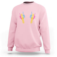 Bisexual Pride Sweatshirt Skeleton Rock Hand LGBTQ Bi Flag - Wonder Print Shop
