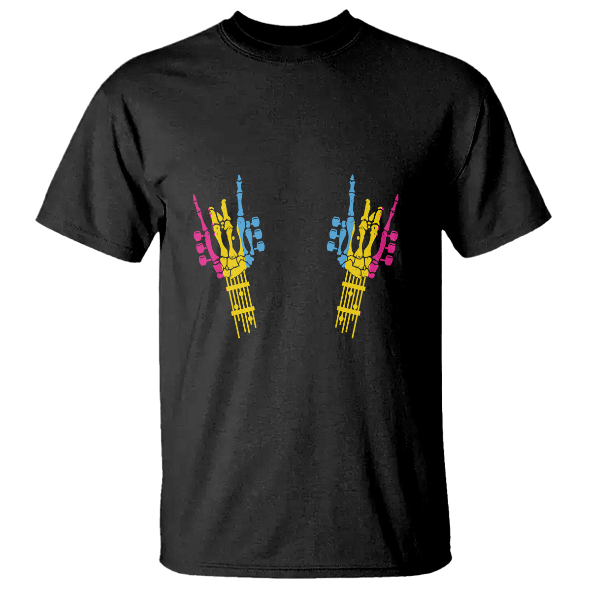 Bisexual Pride T Shirt Skeleton Rock Hand LGBTQ Bi Flag - Wonder Print Shop