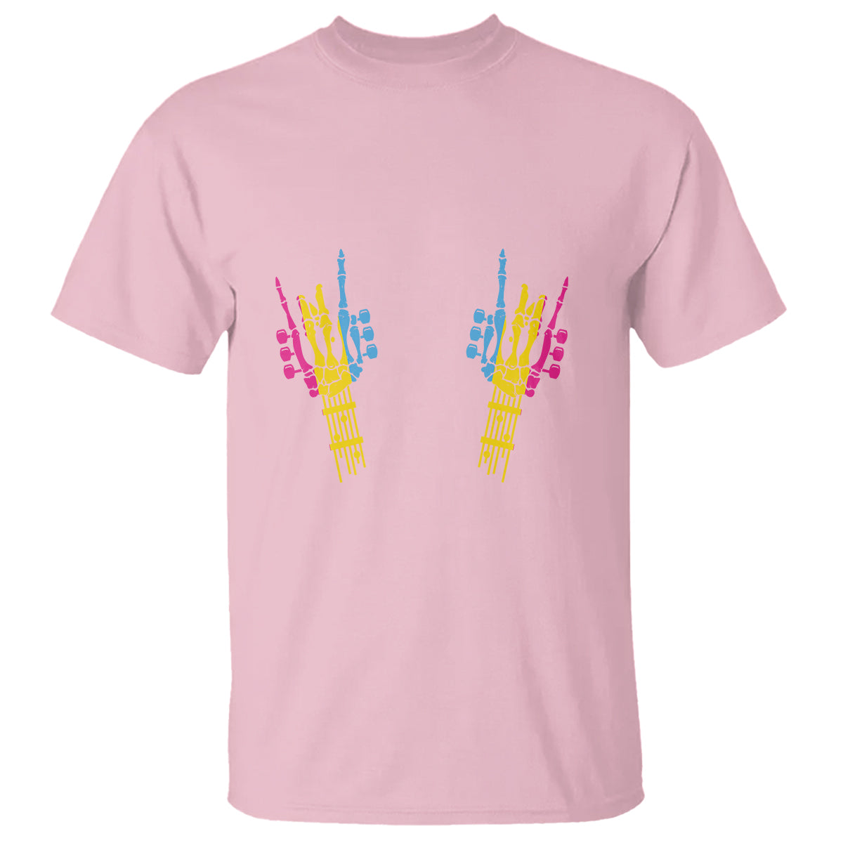 Bisexual Pride T Shirt Skeleton Rock Hand LGBTQ Bi Flag - Wonder Print Shop