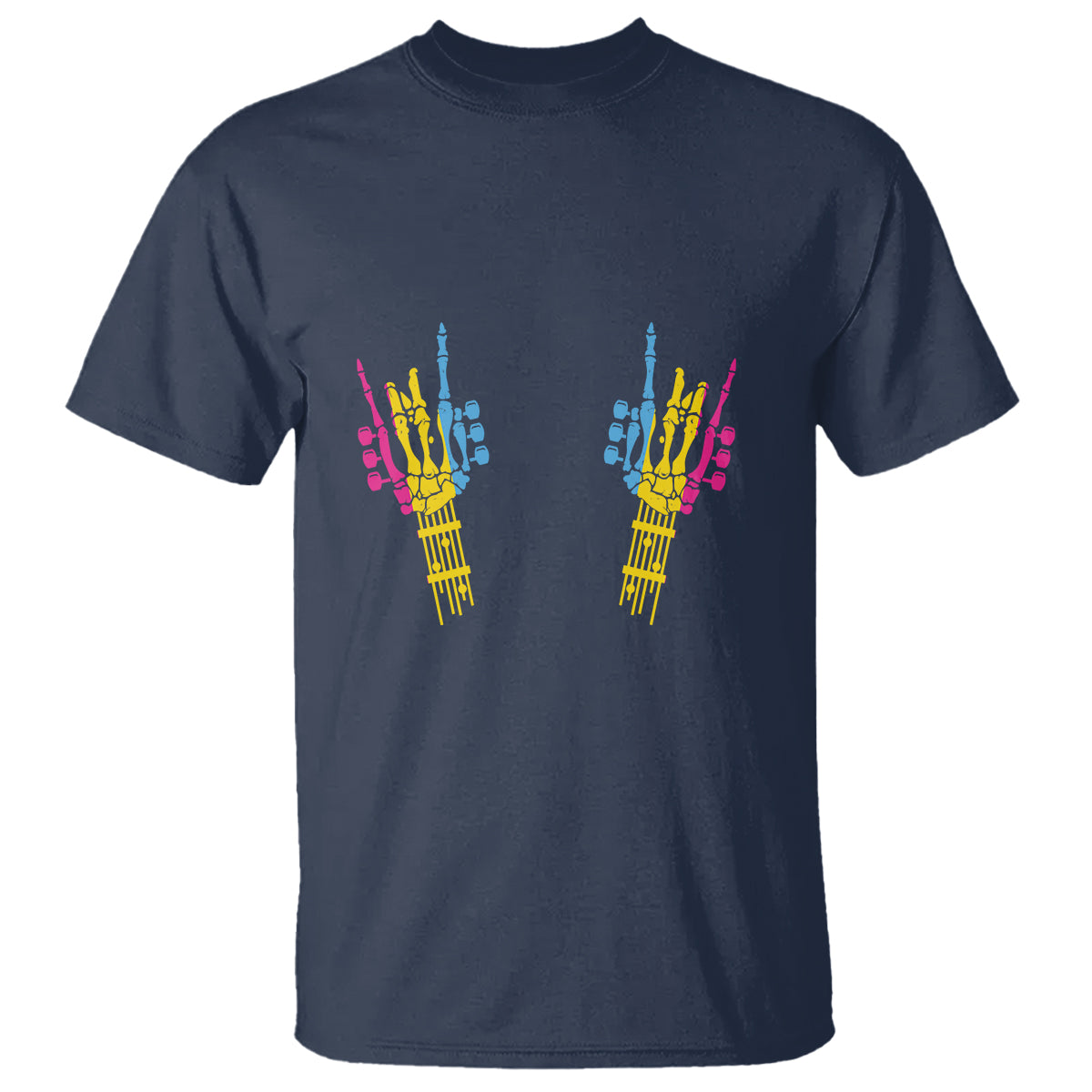 Bisexual Pride T Shirt Skeleton Rock Hand LGBTQ Bi Flag - Wonder Print Shop