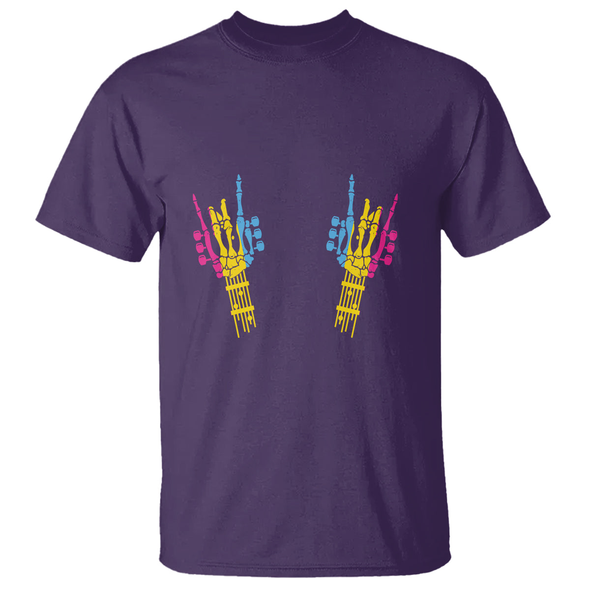 Bisexual Pride T Shirt Skeleton Rock Hand LGBTQ Bi Flag - Wonder Print Shop