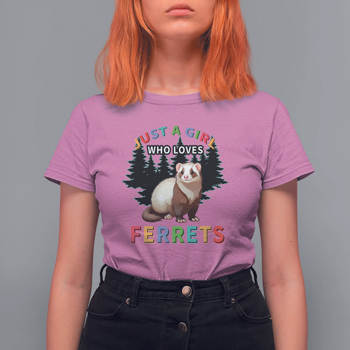 Just A Girl Who Loves Ferrets Cute T Shirt For Women - Wonder Print Shop