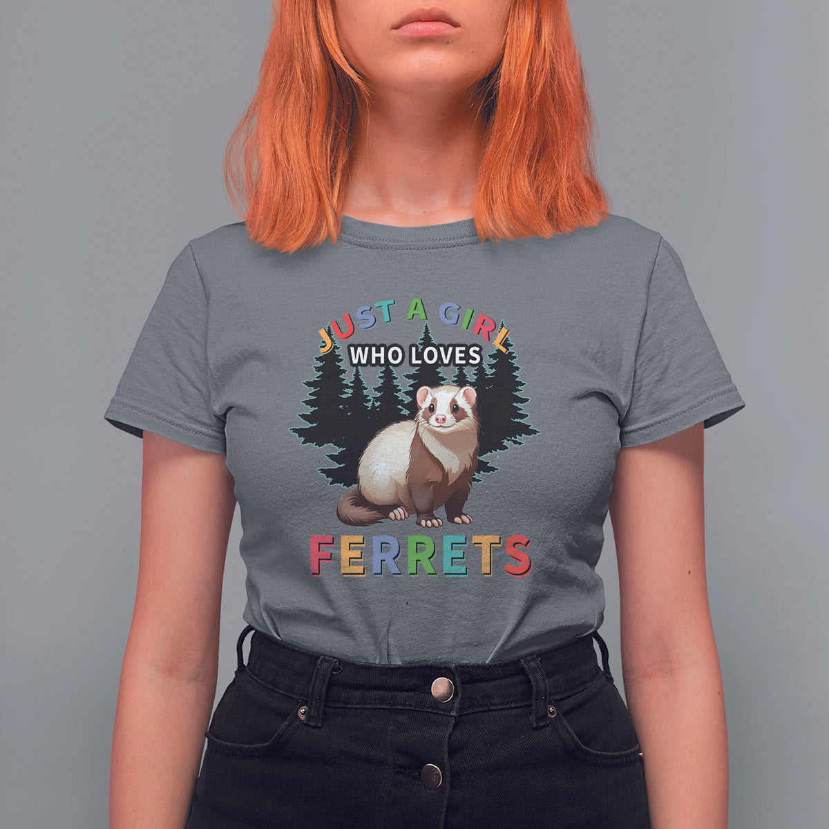 Just A Girl Who Loves Ferrets Cute T Shirt For Women - Wonder Print Shop