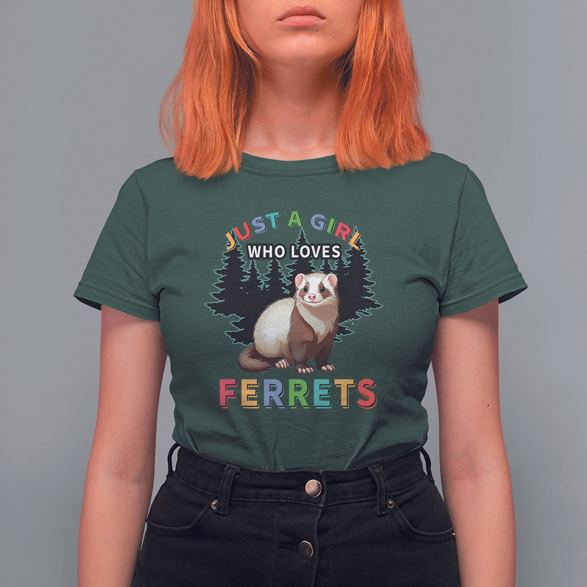 Just A Girl Who Loves Ferrets Cute T Shirt For Women - Wonder Print Shop