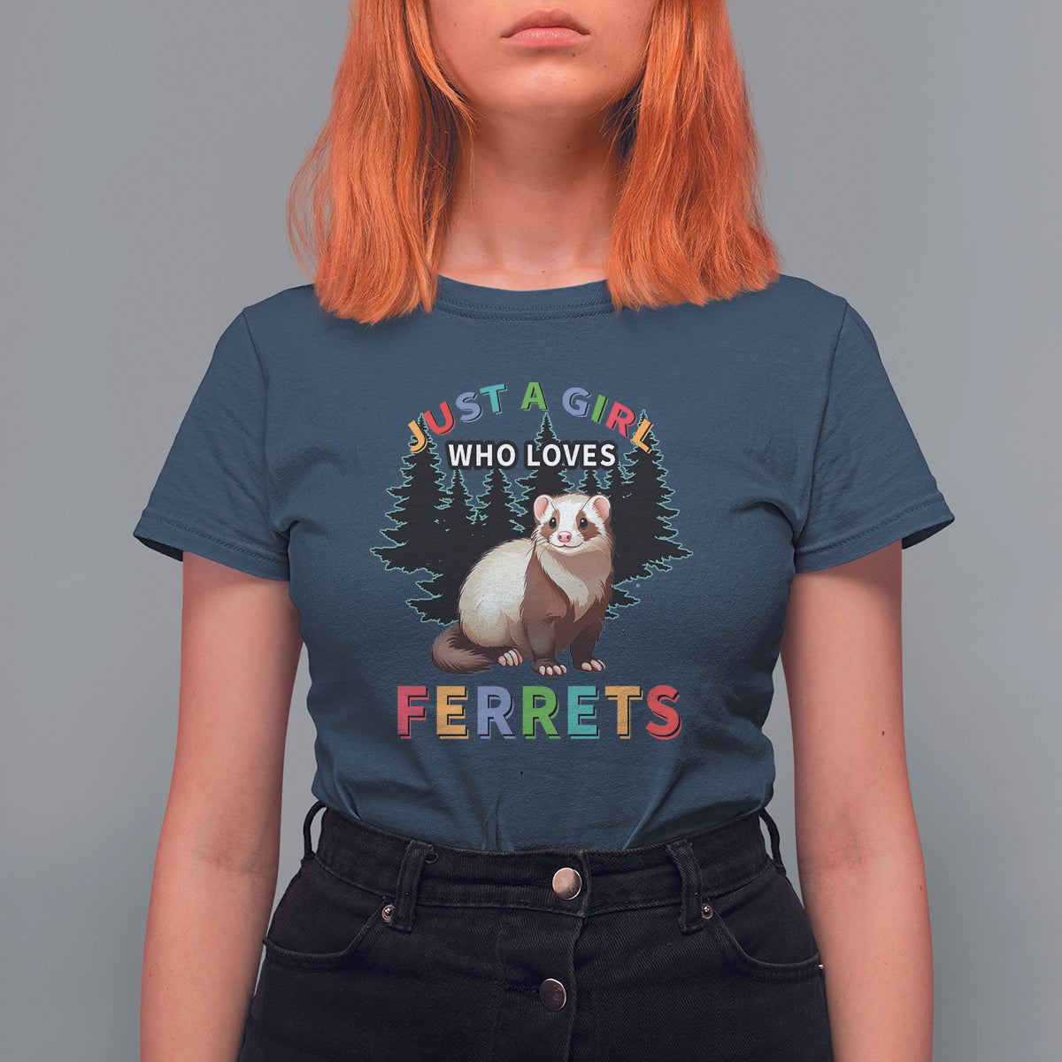 Just A Girl Who Loves Ferrets Cute T Shirt For Women - Wonder Print Shop