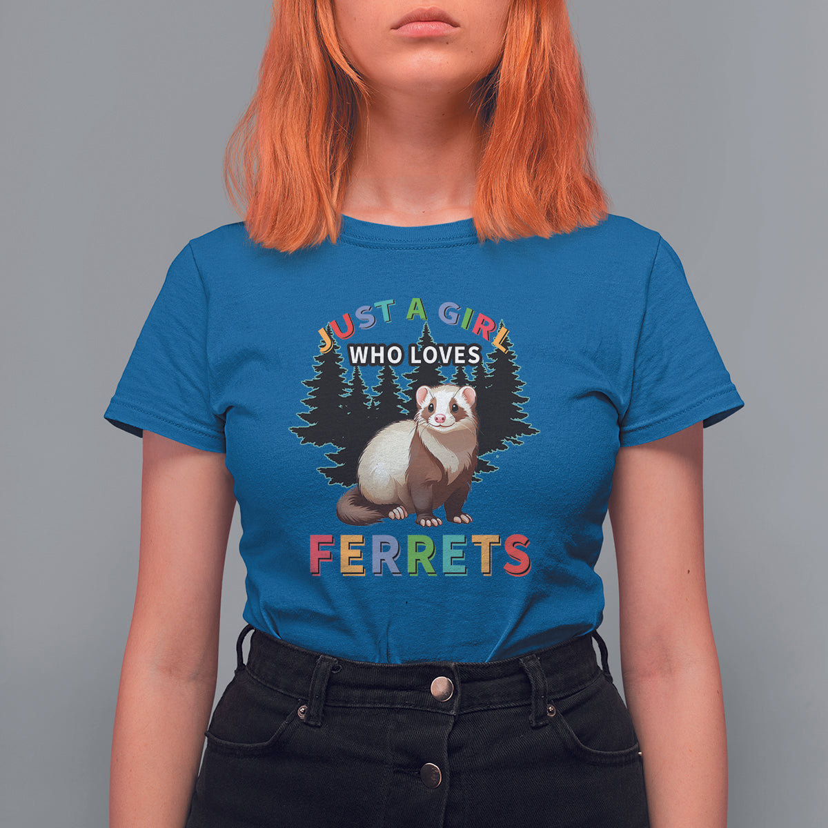 Just A Girl Who Loves Ferrets Cute T Shirt For Women - Wonder Print Shop