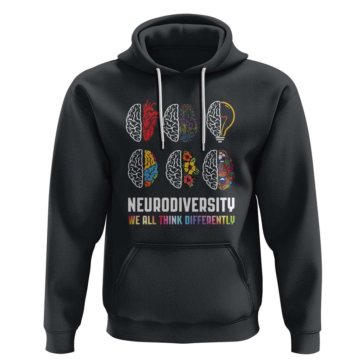 Neurodiversity Hoodie We All Think Differently Autism ADHD ASD - Wonder Print Shop